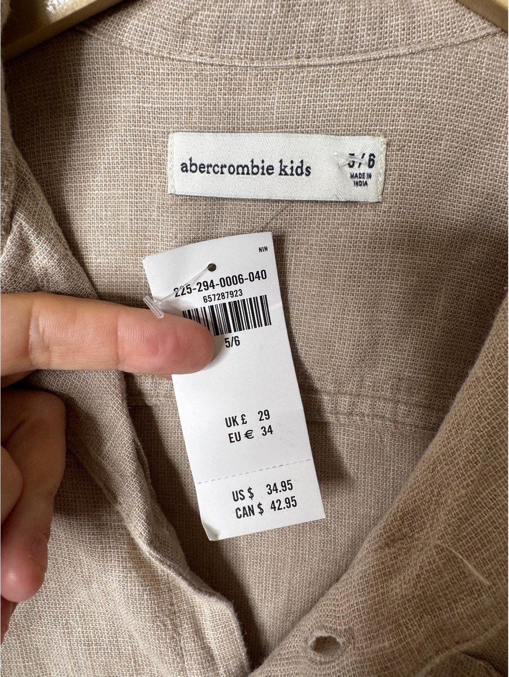 Abercrombie Kids Gray Linen Blend Button Up Shirt Boys 5/6 NWT - Picture 2 of 6
